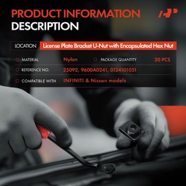 A-Premium 20PCS NylonLicense Plate Bracket U Nut Clip - Compatible with Nissan & Infiniti - Rogue Sentra Frontier Pathfinder Armada QX80 QX50 QX50 Q60, Auto Car Spring Type U-Clip Retainer Fastener