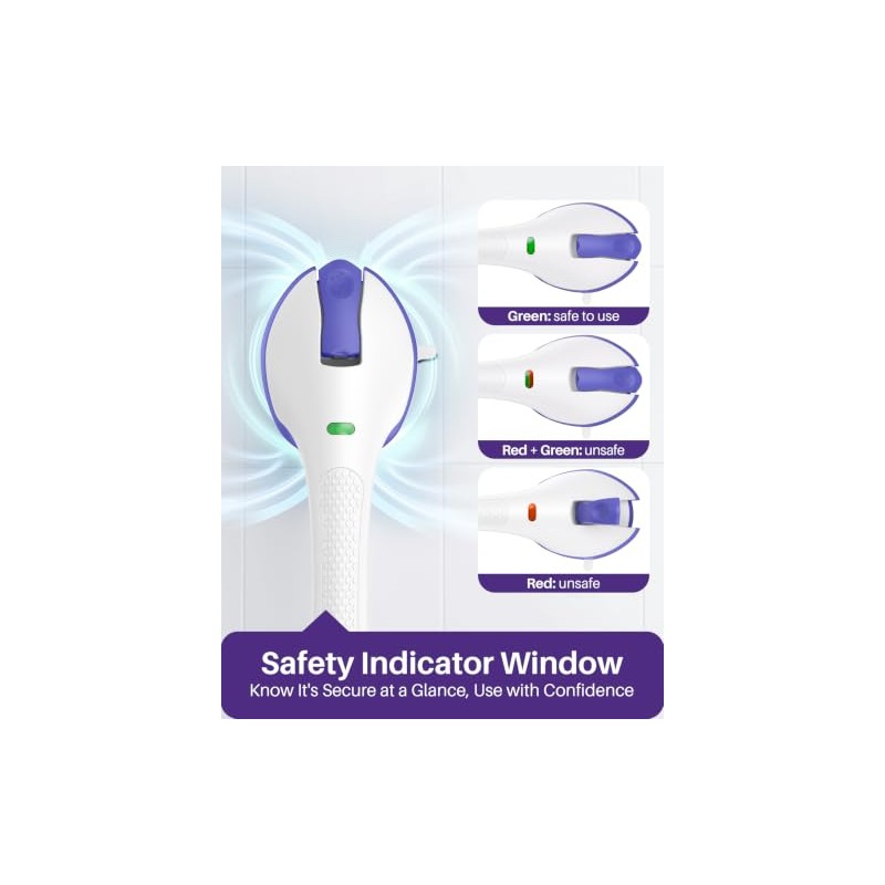 KEKOY Suction Grab Rails for Bathroom, Safety Indicator, 17.5 Inches
