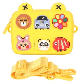 Kids Shoulder Bag Yellow Cartoon Style Large Capacity Movable Pattern Kids Camera Bag for Children Travel Outdoor