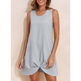 Herseas Womens Swimsuit Coverup Sleeveless Beach Cover Ups Sheer Twisted 2025 Summer Basic Tank Mini Dress Light Grey Medium