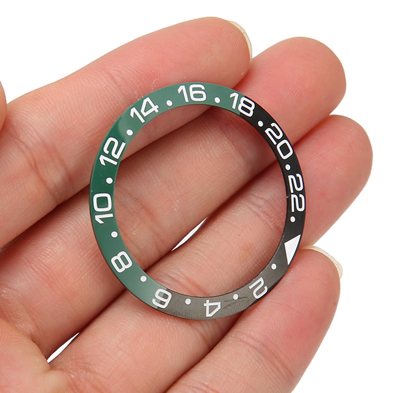 38mm Diameter GMT Watch Bezel Insert Ring Black Green Base
