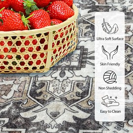 Washable Area Rugs, Bohemian Large Carpet for Living Room Bedroom,8'x 10' Brown