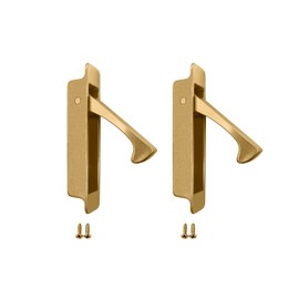 QCAA Forged Solid Brass Edge Pull, Sliding Pocket Door Pull Handle, Polish Brass, 2 Pack, Made in Taiwan