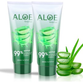 200X2 Ml Gel De Aloe Vera — 99% Orgánico Puro Aloe Vera Hidratante Facial Y Corporal Hidratante, Crema De Aloe Natural Para Piel Seca, Quemaduras Solares, Acné, Calmante E Hid