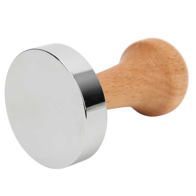 57.5mm Stainless Steel Base Coffee Powder Tamper with Wooden Handle