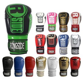 Ringside Apex Flash Sparring Gloves, IMF-Tech Boxing Gloves with Secure Wrist Support, Synthetic Boxing Gloves for Men and Women, Black and Green, 16 Oz