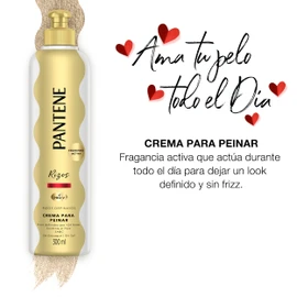 Pantene - Crema para Peinar Rizos, para Cabello Rizado, Rizos Definidos +24h, Control del Frizz, Rizos 3ABC, Sin Sal, 300 ml