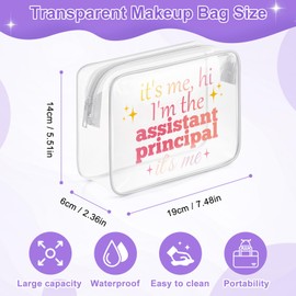 Sazuwu Assistant Principal Appreciation Gifts Clear Makeup Bags with Zipper Thank You Gift for Assistant Principal Retirement Gift for Woman Funny Teacher Cosmetic Travel Bag Organizer