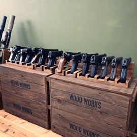 WOOD WORKS Japanese Gun Stand, 1 Hanging (Brown, Set of 3)