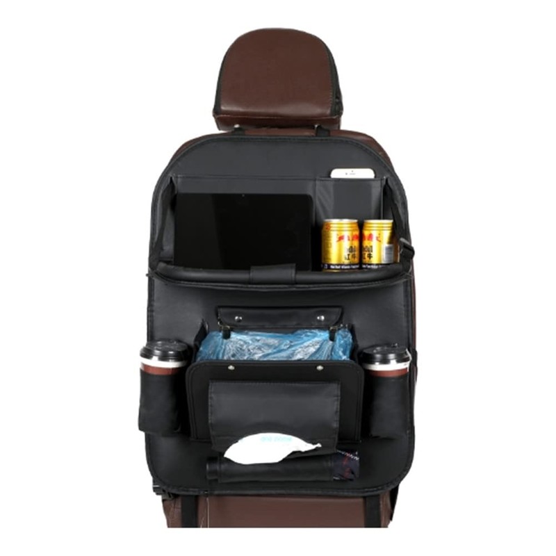 HURESON Car Back Seat Organizer with Trash Can Foldable Table