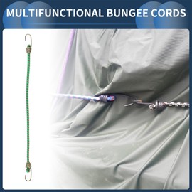 INFINAUTO Latex Mini Rope Luggage Rope 25cm Motorcycle Trailer Trucks Cargo Adjustable Bungee Cords with Metal Buckle Green 10pcs