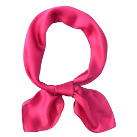 CHUNG Women's Satin Head Scarf Emulation Silk Handbag Hair Ribbons Bandanas Scarves SolidSquare-Rose