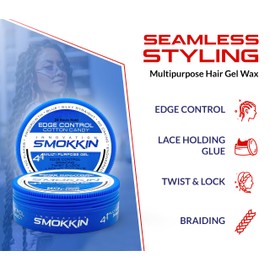 INNOVATION SMOKKIN Strong Hold Hair Gel, Edge Control, Braiding Gel, Locking & Twist Styling Wax, Versatile Styling Locking Gel Applicable To Diverse Hair Types. (Cotton Candy 5.09 Fl oz)