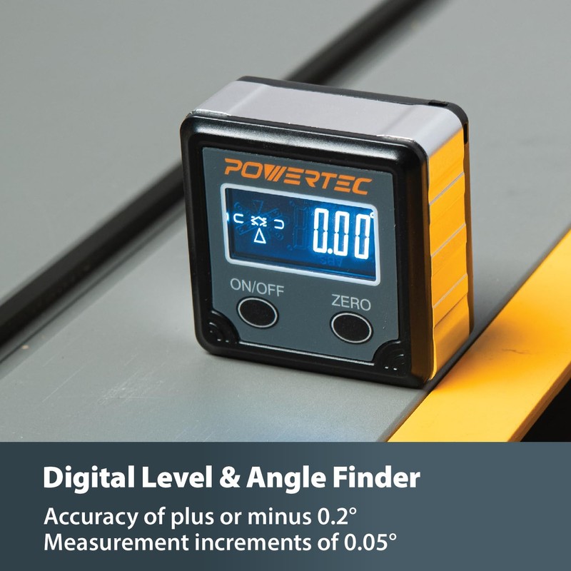 POWERTEC 71828 Table Saw Angle Gauge, Digital Angle Finder Protractor,