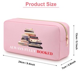 Gifts for Book Lovers Women Girls Always Fully Booked Makeup Bag Librarian Book Lover Bookworms Christmas Birthday Gift Book Club Readers Book Themed Gifts Oxford Cloth Makeup Travel Pouch