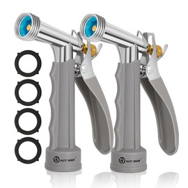 AUTOMAN Full Size Garden Hose Nozzle 2 Pack, High Pressure Pistol Grip Water Nozzle Sprayer with Threaded Front, Adjustable Spray Water Flow for Washing Car, Cleaning Ground, Watering Plants | AUTOMAN