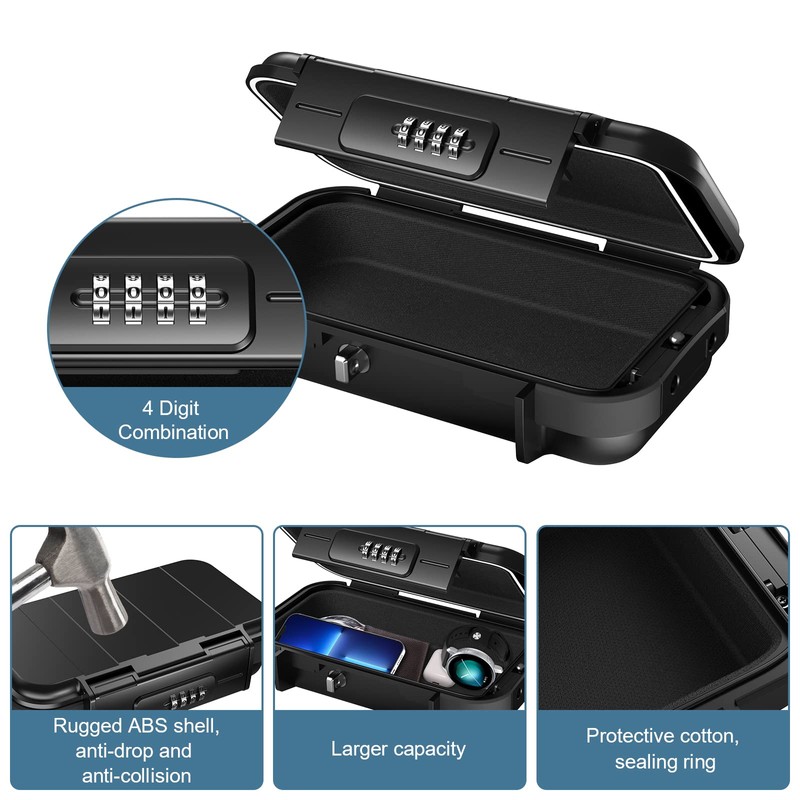 Upgrade Portable Safe, Security Box with Number Code, Waterproof Anti-Theft