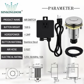 SINKINGDOM Garbage Disposal SinkTop Air Switch Kit with Stainless Steel Button,Brushed Nickel