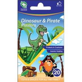 Dinosaur & Pirate Assorted Washproof Plasters 20 Count
