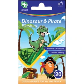 Dinosaur & Pirate Assorted Washproof Plasters 20 Count