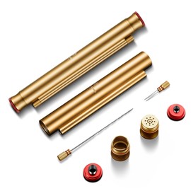 CIGARLOONG Cigar Tube with Dual Cigar Punch, Draw Enhancer, Humidifier, Cigar Stand, and Cedar Lining – Durable Alloy Tube Travel Cigar Case for Cigar Lovers, Premium Gift Box Included, Gold