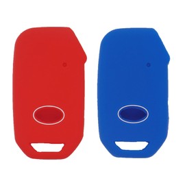 LemSa 2Pcs Rubber Silicone Smart Key Fob Case Cover Protector Holder for KIA 2021 2020 2019 Telluride Seltos Soul Forte GT EX Sportage Sorento Cerato Niro 95440-S9000 95440-Q5000, Red Blue