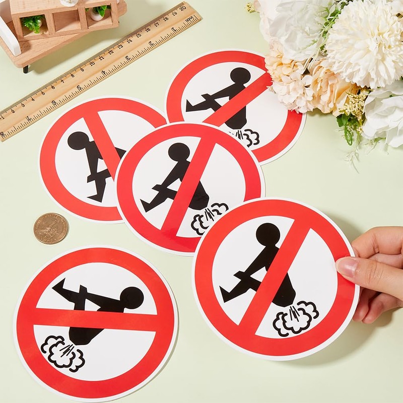 GORGECRAFT 10 Sets Warning Slogan Toilet Stickers Do Not Fart
