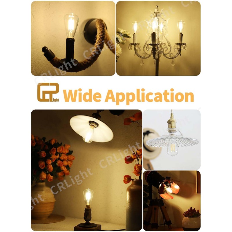 CRLight 4W Candelabra LED Edison Bulb 45W Equivalent 2700K Warm