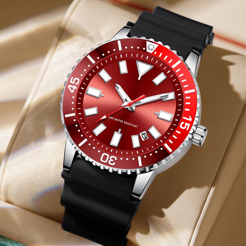Rotating Bezel Watch Luminescent Automatic Date Analog Display Calendar Waterproof
