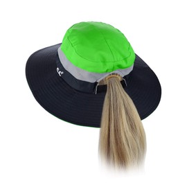 C.C Safari Sun Hat Wide Brim Hat with Ponytail Hole Packable UPF 50+ for Hiking Camping Navy/Lime