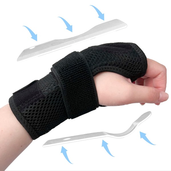 Crethink Breathable Carpal Tunnel Wrist Brace with 2 Metal Splints for Fractures, Tendonitis and Arthritis, Black Wrist Protection Gloves (Left)