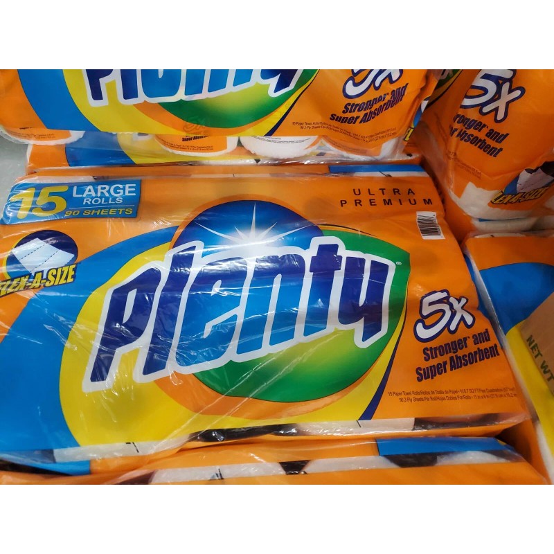 PLENTY Ultra Premium Paper Towels, White, 15 Total Rolls buy