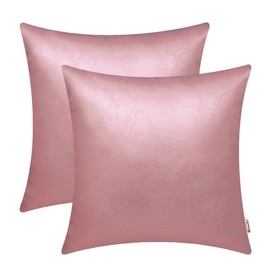 BRAWARM Faux Leather Throw Pillow Covers 20 X 20 Inches - Rose Gold Leather Pilow Covers Pack of 2, Solid Dyed Leather Pillowcases for Couch Bed Sofa Garden Home Decorative