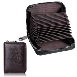 SIMDAO Credit Card Holder,Anti-Theft RFID Blocking Case Wallet,20 Card Slots Genuine Leather Accordion Card Case Credit Card Wallet for Credit Card ID Cards Driver's Licenses