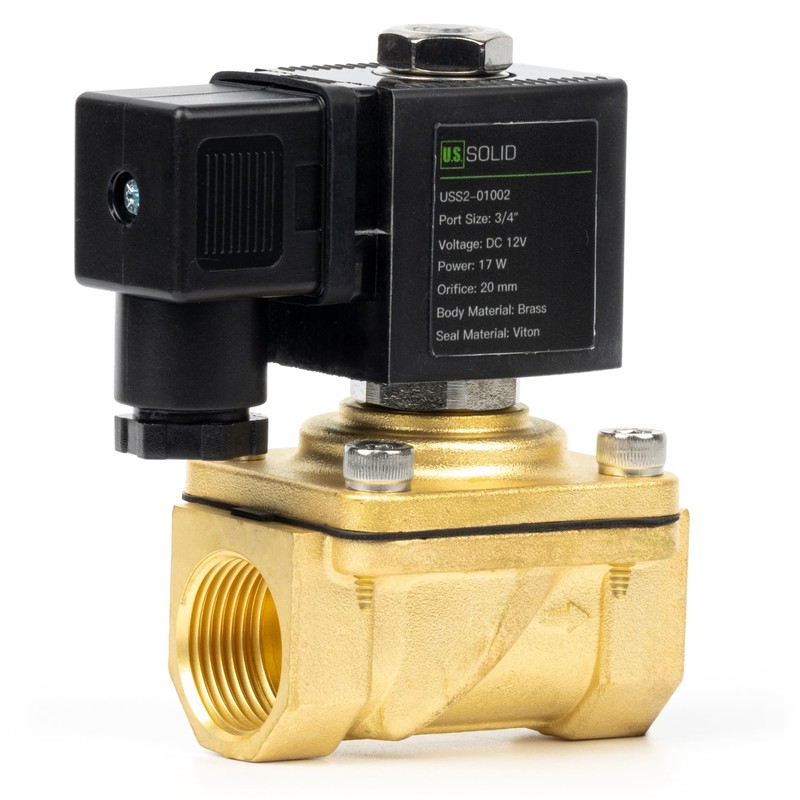 U.S. Solid 3/4 Inch Solenoid Valve - Brass DC 12