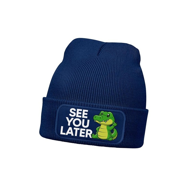MoonWorks® Men's Beanie with Patch Knitted Hat Saying See You