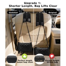 MOBIKEY Purse Hook for Car, 4 Pack Headrest Hooks for Car 100% Metal & Premium Leather 2026 Latest, Auto Hanger & Holder for heatrest,seat,Bag,Purse (Brown)