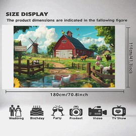 Farm Birthday Party Banner Decorations Large Farm Animals Red Barn Backdrop Banner Barnyard Cow Pig Sheep Horse Photo Backdrop for Farm Theme Baby Shower or Farmhouse Birthday Party Supplies 71x43inch