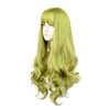 Green Wig for Women Long Green Wig Curly Wavy Hair