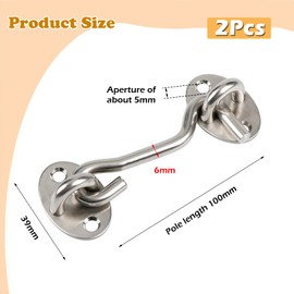 Zydiwo 2 Pack Barn Door Lock Stainless Steel Lock Eye Latch Hook with Screws for Barn Door Window Gate Cabin (Silver-4inch)