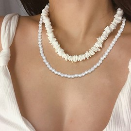 Shell Necklaces for Women Gold Starfish Necklace Layered Summer Necklace Jewelry Surfer Beachy Necklace Summer Stuff for Teen Girls