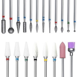 ERUIKA 20 pcs Nail Drill Bits Sets,3/32 Inch Nail Bits for Nail Drill,Ceramic Diamond Rainbow Nail Drill for Milling Cutter ,Acrylic Gel Nails Home Salon