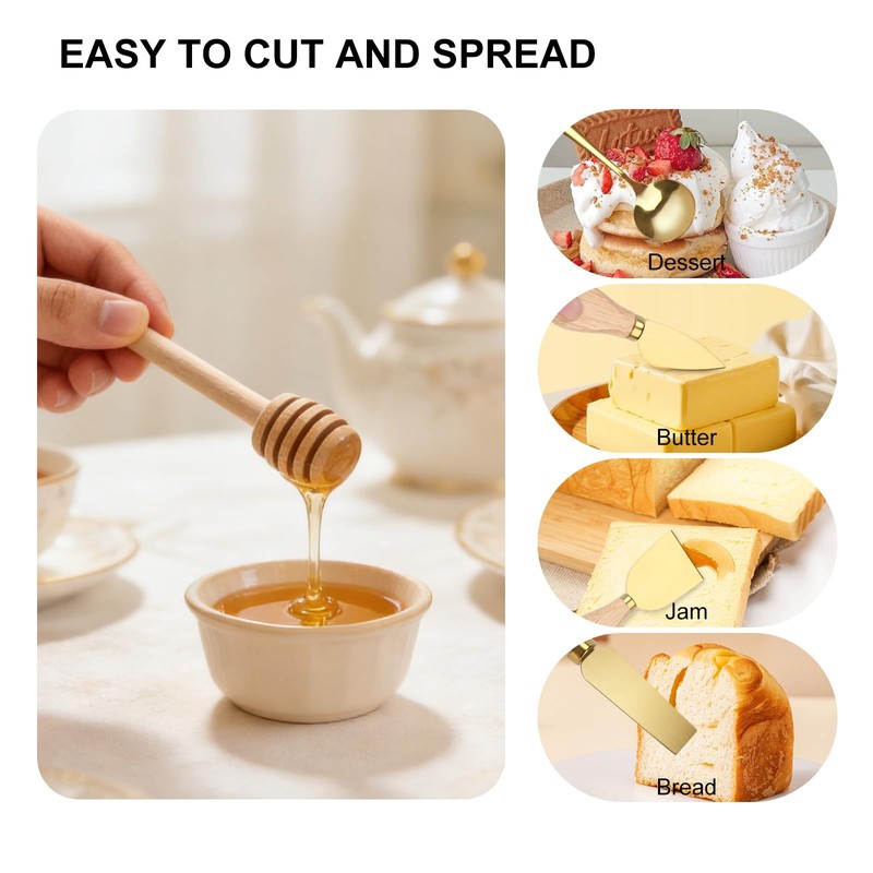 Golden Charcuterie Boards Accessories Butter Spreader Knives Set, 48 Pcs
