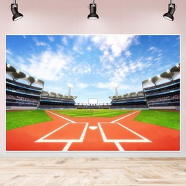 Canessioa 10x8ft Baseball Backdrop Green Stadium Field Background Baseball Field Stadium Photography Backdrop for Baby Shower Birthday Party Decoration Sport Games Photo Background Props