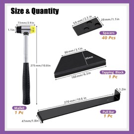 Sliva Laminate Wood Flooring Installation Kit with 40 Spacers, Mallet, Block and Pull Bar