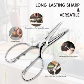BALUCA Heavy Duty Kitchen Scissors, Kitchen Shears for Meat, Chicken, Fish, Poultry, Herb and Bread - Stainless Steel Detachable All Purpose Cooking Shears, Dishwasher Safe