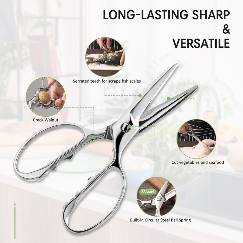 BALUCA Heavy Duty Kitchen Scissors, Kitchen Shears for Meat, Chicken,