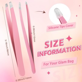 Mudder 12 Pcs Eyebrow Tweezers Set for Facial Hair Stainless Steel Slanted Tip Tweezers in Bulk for Men and Women (Pink)