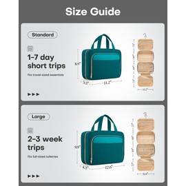 HOTOR HOTOR Travel Toiletry Bag for Women & Men, Waterproof Makeup Bag with Hanging Hook and Multiple Pockets, Cosmetic Bags for Women, Travel Essentials, 11.2' x 3.2' x 8.9', Teal