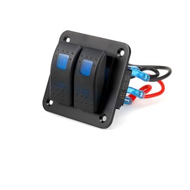 WANGCL Aluminum- 12v/24v Control Panel 2 Position ON/OFF Toggle Switch Waterproof Rocker Switch Panel with Blue LED Light for Car RV Caravans Trailers Boat